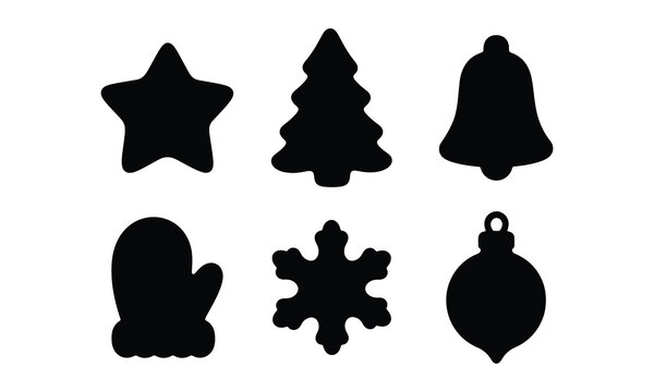 Traditional christmas cookie silhouettes for holiday graphic elements.