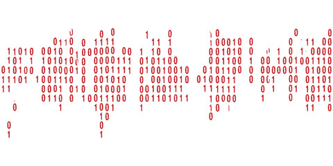 Red binary code world map global network digital technology concept abstract background. © Artful