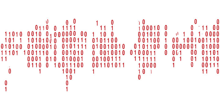 Red binary code world map global network digital technology concept abstract background.