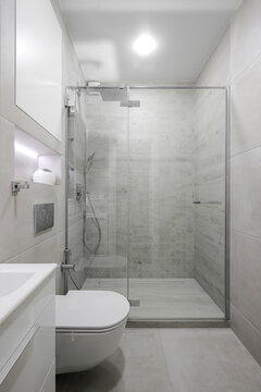 Shower and toilet in the bathroom