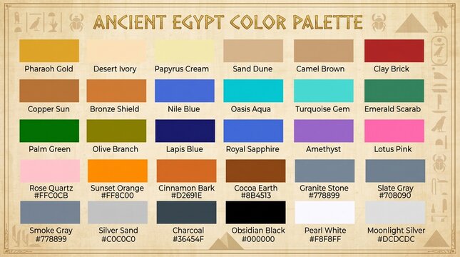 Ancient egypt theme color palette with hex codes swatches terracotta template