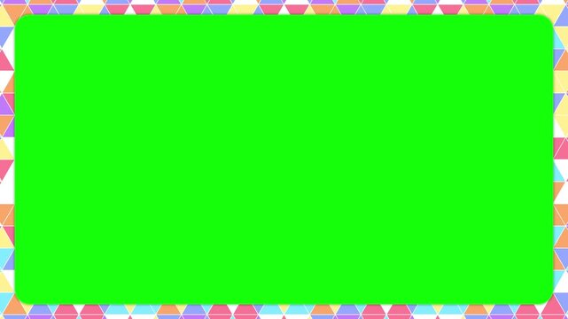 三角形を組み合わせたカラフルモザイクのフレーム素材／A colorful mosaic frame made up of triangular shapes
