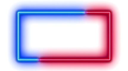 Fototapeta premium Glowing rectangular frame featuring vibrant blue and bright red neon
