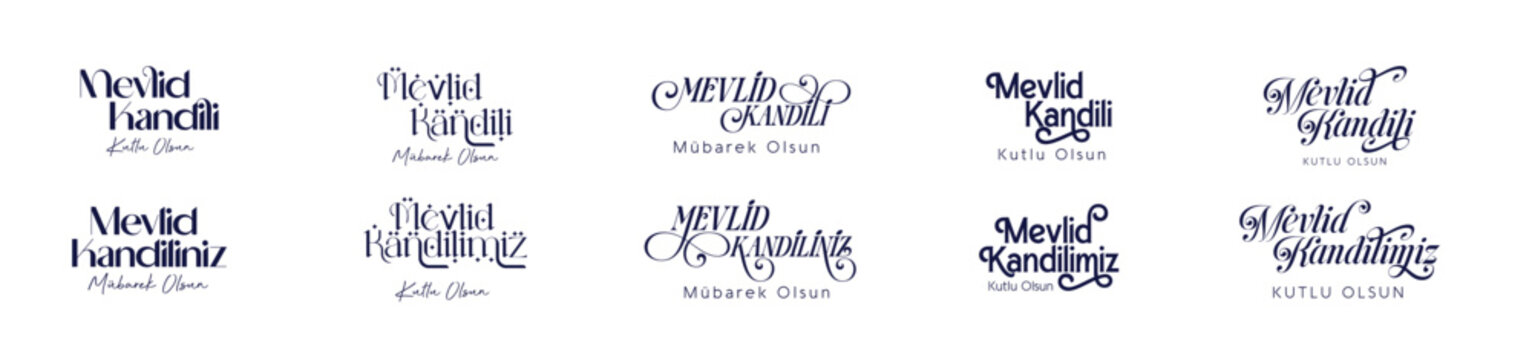 Turkish text translation: Happy Mawlid Kandil! Islamic night.