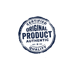 Obraz premium Certified original product authenticity stamp with quality guarantee on white background