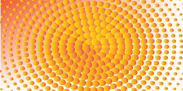 Abstract futuristic halftone pattern. Comic background. Dotted backdrop with circles, dots, point large scale. Design element for web banners, posters, cards, wallpapers, sites. Yellow, orange color