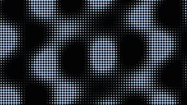 Modern blue diamond halftone pattern with animated geometric grid on a dark background. Ideal for technology, digital displays, motion graphics, futuristic visuals, and video backgrounds.