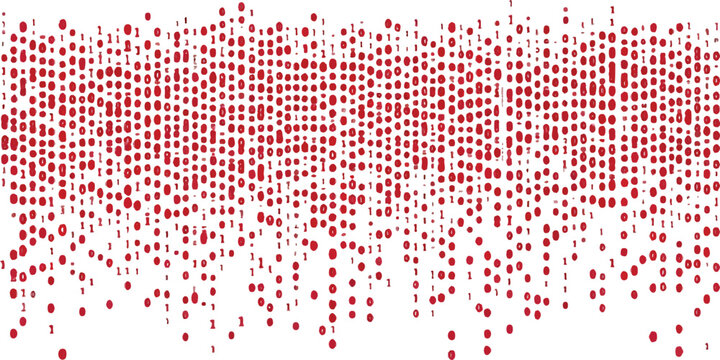 Red falling binary code matrix data stream abstract technology background vector illustration graphic design art.