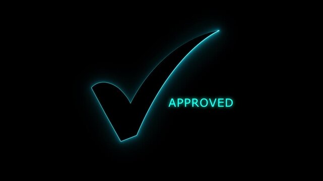 Cyan check mark transparent background . 4K video approved, verified success confirmation accepted, correct yes OK Background for Web and UI.