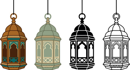 Obraz premium Four_Ramadan_lanterns_hanging