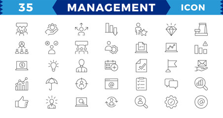Business and management line icons set, web icons in line style.Career, Human Resources, Employee, Strategy, Time management, planning, project, startup, marketing. © NguyenXuanTuan