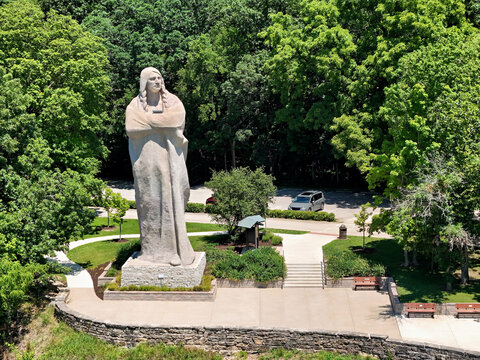 The Eternal Indian Stone Monument in Lowden State Park along the Rock River  Illinois