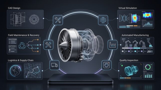 Jet engine lifecycle management with digital twin and AI