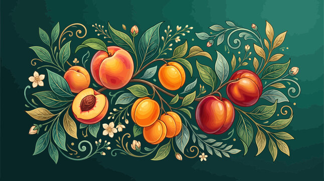 Vintage Botanical Stone Fruit Illustration