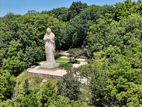 The Eternal Indian Stone Monument in Lowden State Park along the Rock River  Illinois