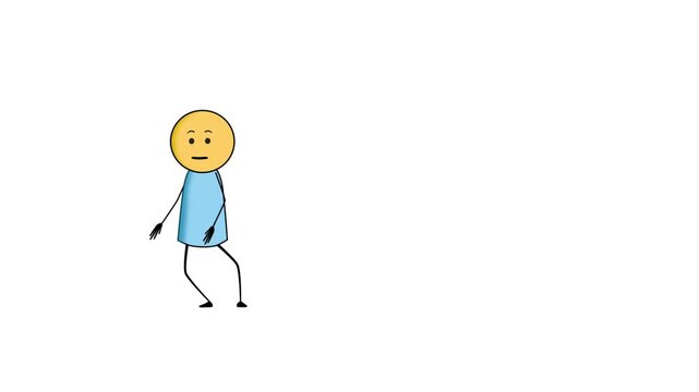 Stick Figure Character Frantic Running Animation Loop