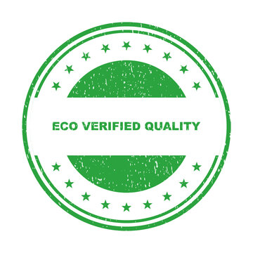 Green circular stamp with ecc verified quality text and star symbols