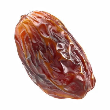Realistic Single Medjool Date Fruit Isolated on Transparent Background
