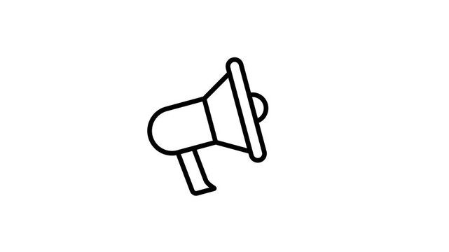 Loudspeaker, megaphone, speaker or bullhorn animated icon for communication media, announcement, marketing, promotion, sound volume, public voice, speech, advertise. 4K video with alpha channel