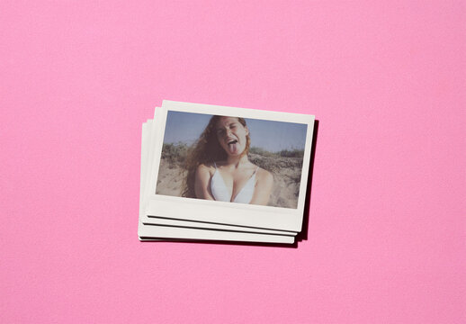 Pink Polaroid Mockup
