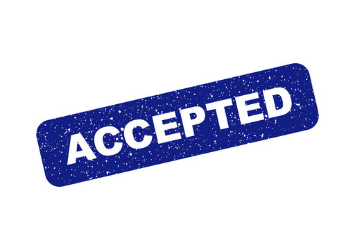 Blue rubber stamp with the text accepted on a textured background isolated on transparent background