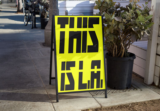 Mockup of Los Angeles Street A-frame Sign