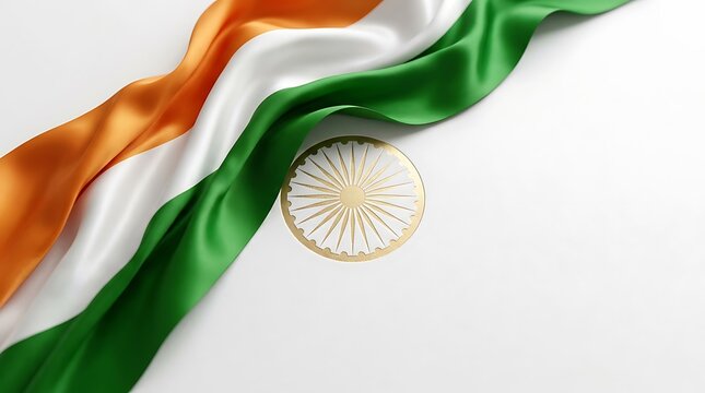 Indian flag with ashoka chakra emblem waving gracefully