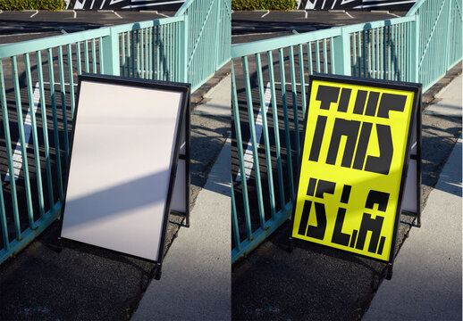 A-frame Sign Mockup in Los Angeles