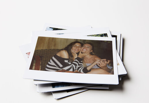 Mockup of A stack of polaroid pictures
