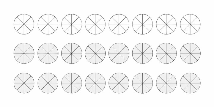 Circles divided into segments geometric diagram on white background