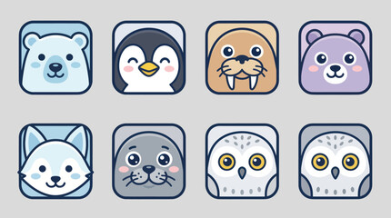 Cute animal avatars arctic wildlife collection © Manuk