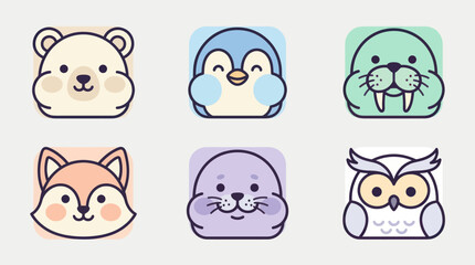 Obraz premium Cute animal faces collection