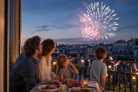 Evening spectacle a family cherishes luminous Bastille Day fireworks over Paris