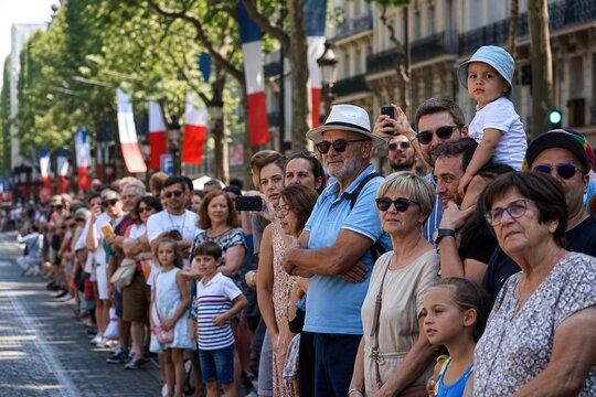 Parisian spectators line sunlit streets for glorious Bastille Day parade