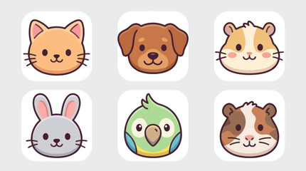 Fototapeta premium Cute animal faces collection