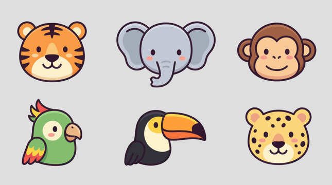 Cute animal faces collection