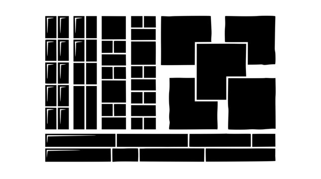 Comic book panel layout templates and manga storyboard grid frames collection silhouette