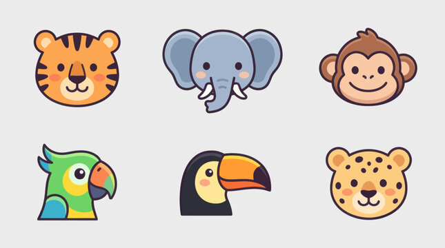 Cute animal faces collection