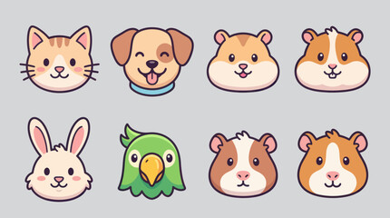 Fototapeta premium Cute animal faces collection