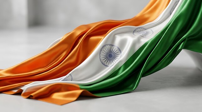 Indian flag waving with ashoka chakra emblem in vibrant colors