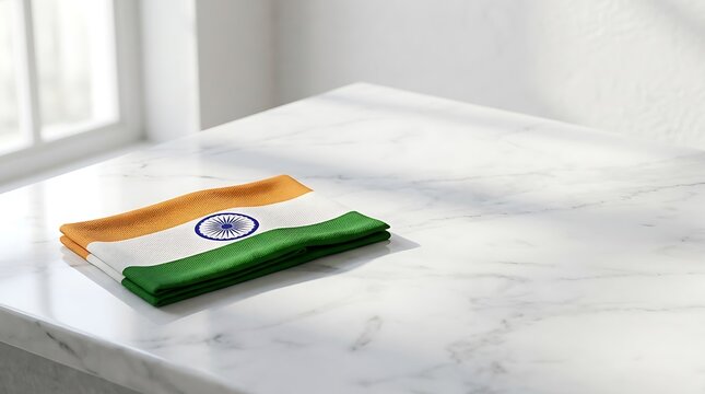 Indian flag neatly folded on a clean surface