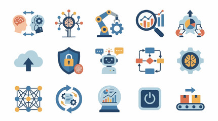Fototapeta premium Colorful Technology and Business Icons Collection.