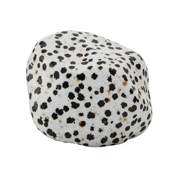 Smooth polished dalmatian jasper stone isolated on transparent background with single rounded dalmatian