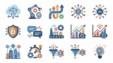 Naklejka premium Colorful Technology and Business Icons Collection.