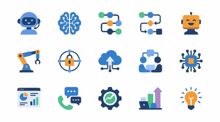 Colorful flat design technology and business icons set. © Bismillah