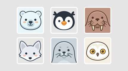 Cute arctic animal faces collection © Leomord