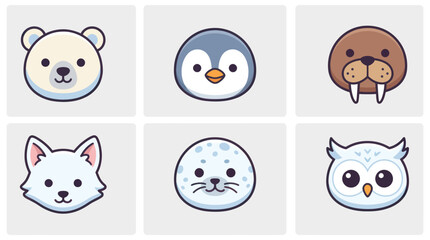 Cute arctic animal faces collection © Leomord