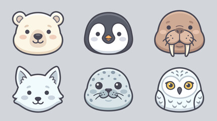 Cute arctic animal faces collection © Leomord