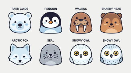 Cute arctic animal faces collection © Leomord