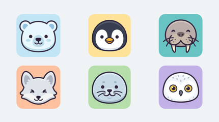 Cute arctic animal faces collection © Leomord